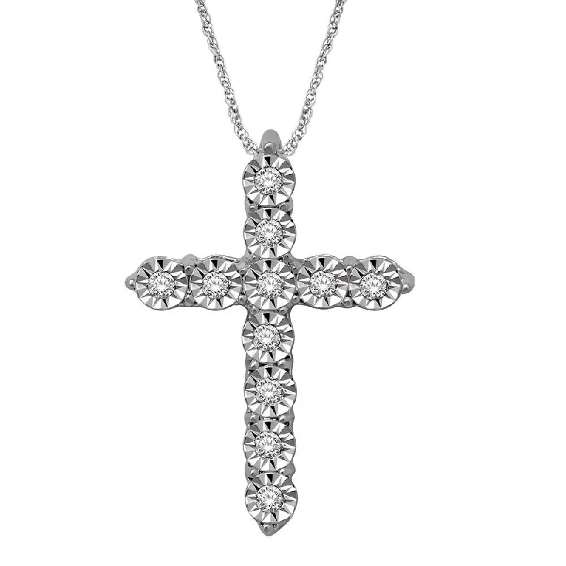 Women’s unique pendant necklace-10K White Gold 1/10 Ct.Tw.Diamond Cross Pendant