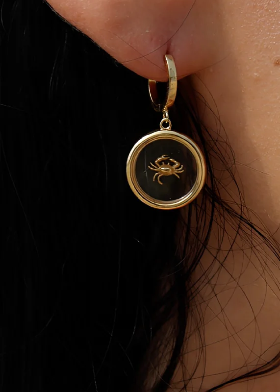 Women’s silver earrings-18K Gold circular Resin Charm Earring