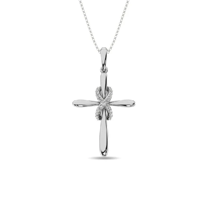 Women’s religious necklace-Diamond Cross Pendant 1/20 ct tw in 925 Sterling Silver