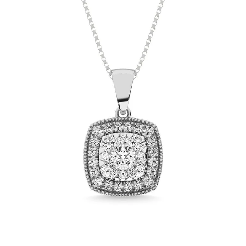 Women’s infinity necklace-Diamond 1/2.Tw. Cluster Pendant in 14K White Gold