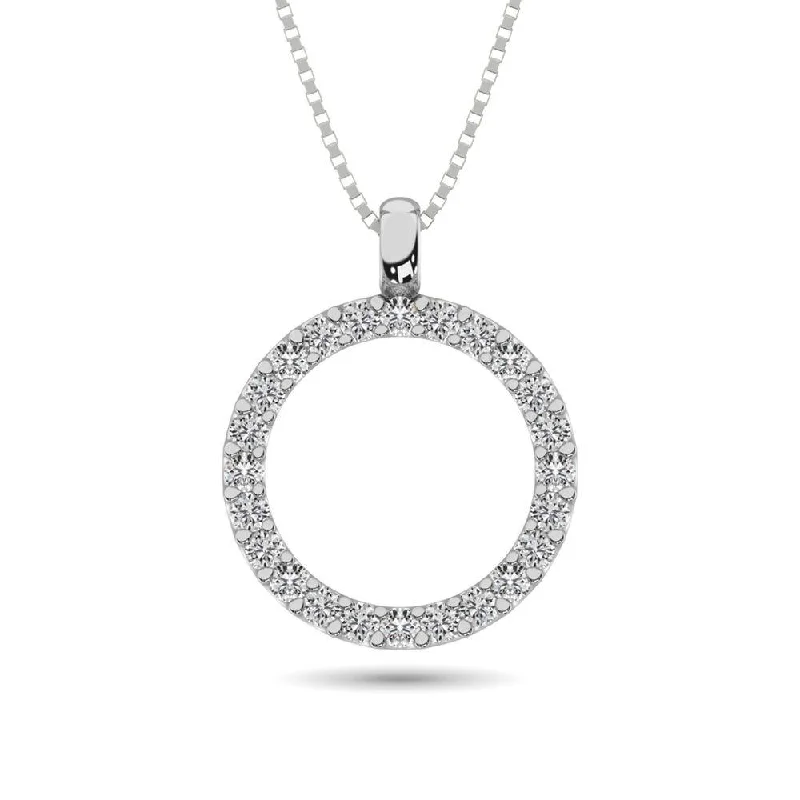 Women’s elegant diamond necklace-Diamond Circle Pendant 1/4 ct tw in 14K White Gold