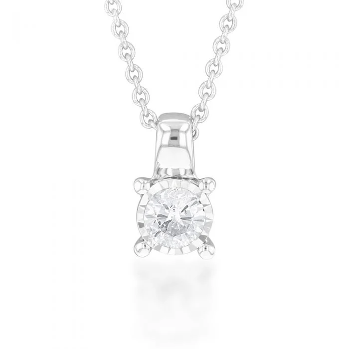 Women’s luxury necklace-9ct White Gold 1/5 Carat Diamond Pendant on 45cm Chain