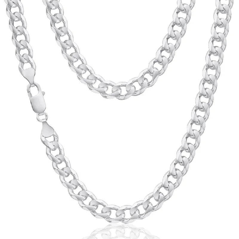 Women’s choker necklace-Sterling Silver Dicut Curb Link 220 Gauge Chain 55cm