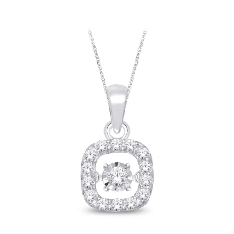 Women’s initial necklace-Sterling Silver 1/8 Ct.Tw. Moving Diamond Fashion Pendant