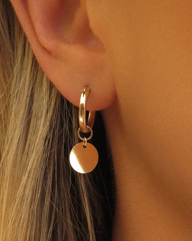 Women’s elegant earrings-Coin Thick Hoop Earrings