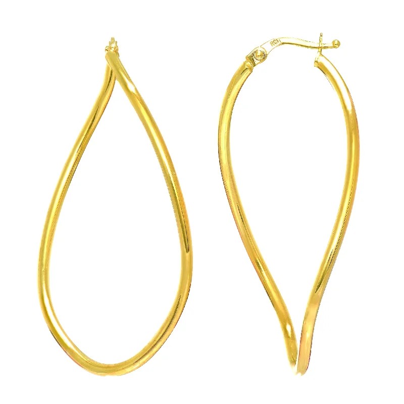 Women’s elegant earrings-14K Yellow Gold Twisted Oval Infinity Hoop Earrings