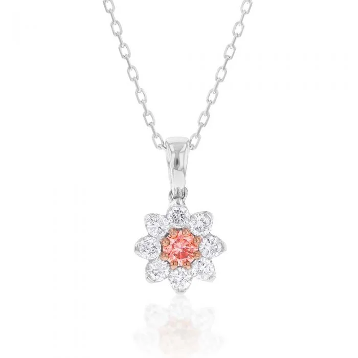 Women’s infinity necklace-Luminesce Lab Grown Pink and White Diamond Pendant with Chain Included