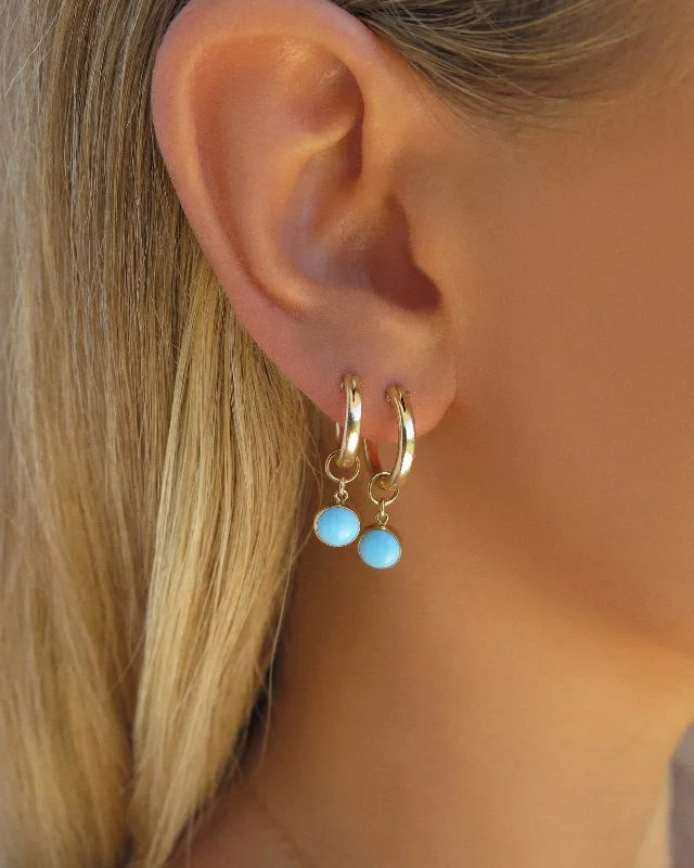 Women’s circular earrings-Turquoise Thick Hoop Earrings Set (10% Off)  - 14k Yellow Gold Fill