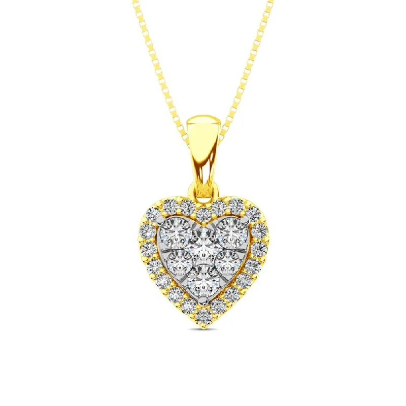 Women’s unique pendant necklace-Diamond Fashion Pendant 1/2 ct tw Round Cut in 14K Yellow Gold