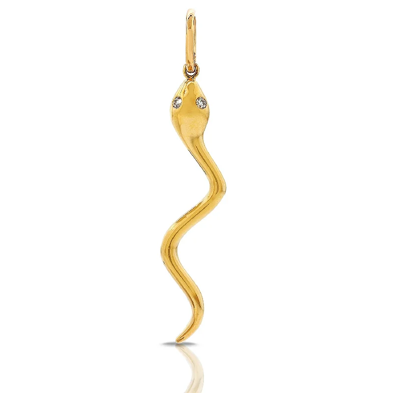 Women’s elegant chain necklace-Diamond Snake Pendant made in 14K Gold