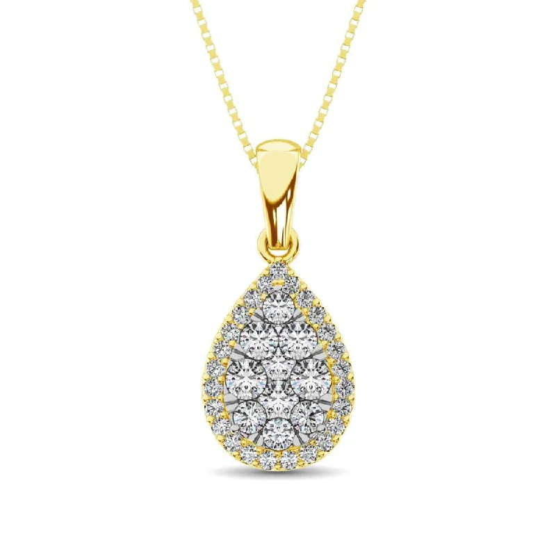 Women’s diamond necklace-Diamond Fashion Pendant 5/8 ct tw Round Cut in 14K Yellow Gold