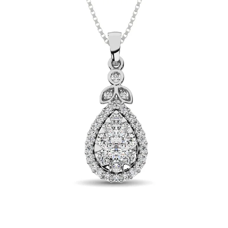 Women’s bold necklace-10K White Gold 2/5 Ctw Diamond Fashion Pendant