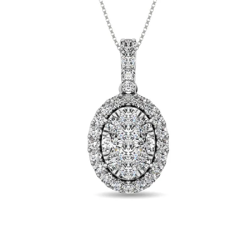 Women’s layered necklace-14K White Gold 5/8 Ctw Diamond Fashion Pendant