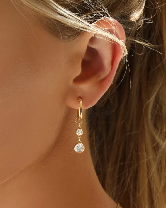 Women’s pearl earrings-Double CZ Thick Hoop Earrings