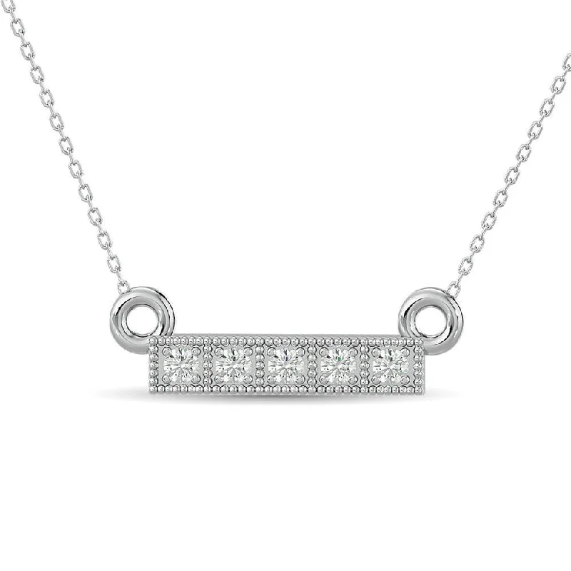 Women’s moon necklace-10KT WHITE GOLD  1/20CT TW DIAMOND PENDANT