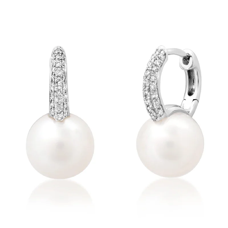 Women’s stud earrings-Diamond Pearl Drops