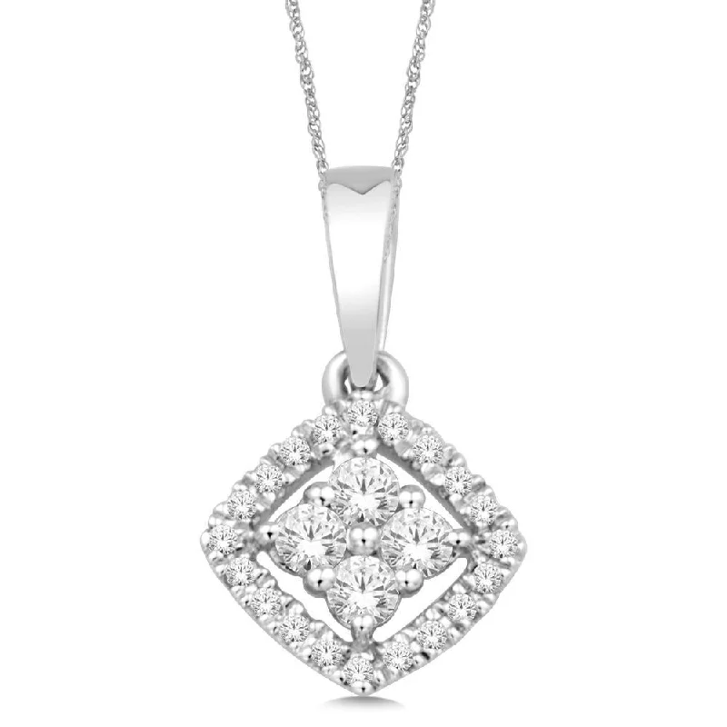 Women’s boho necklace-14K White Gold 1/10 Ct.Tw.Diamond Fashion Pendant