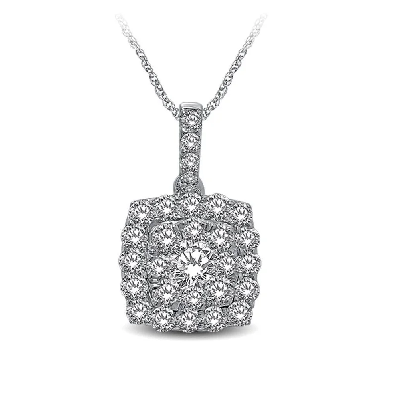 Women’s long necklace-14K White Gold 1 1/2 Ctw Diamond Fashion Pendant