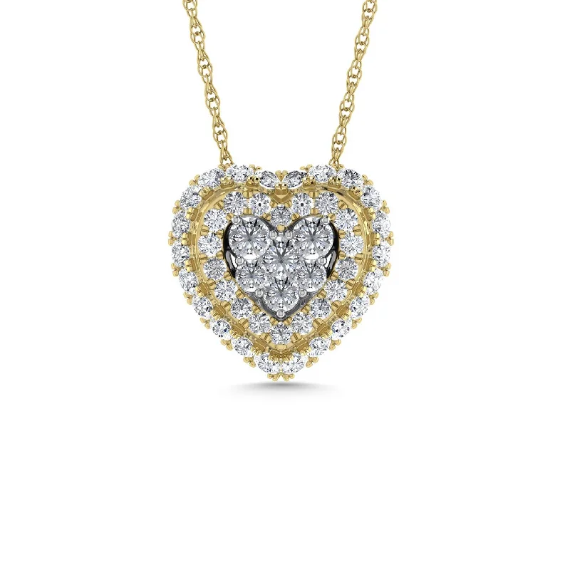 Women’s meaningful necklace-Diamond 1/2 Ct.Tw. Cluster Fashion Pendant in 14K Two Tone Gold