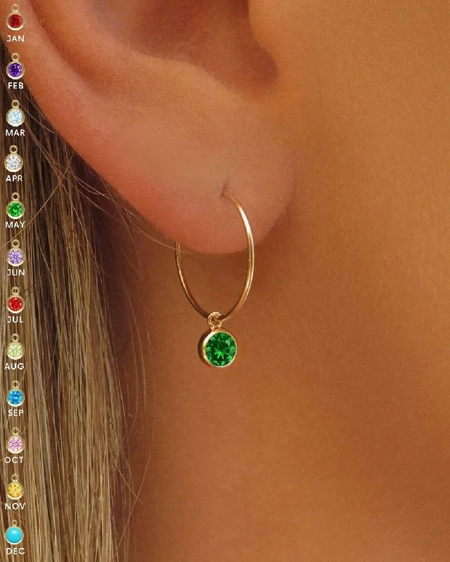 Women’s custom gold earrings-Birthstone Hoop Earrings  - 14k Yellow Gold Fill