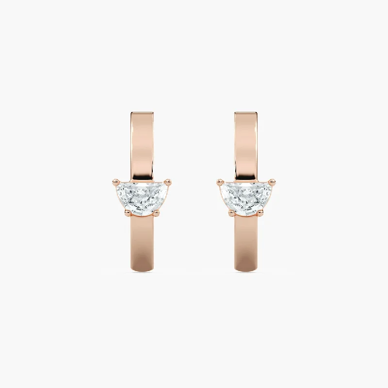 Women’s flower earrings-Half Moon Lab Grown Diamond Cuff Earrings