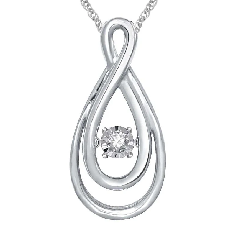 Women’s classic necklace-Sterling Silver Moving Diamond Accent Fashion Pendant