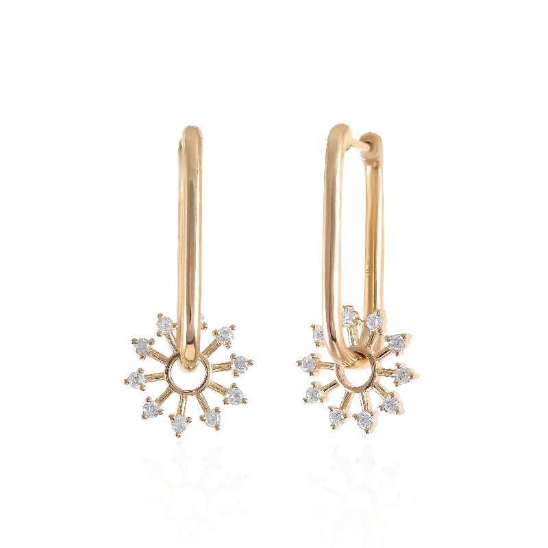 Women’s gold hoop earrings-Diamond Drops