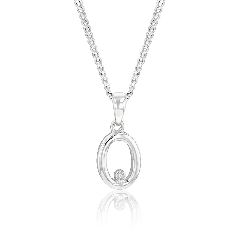 Women’s butterfly necklace-Silver Pendant Initial O set with Diamond