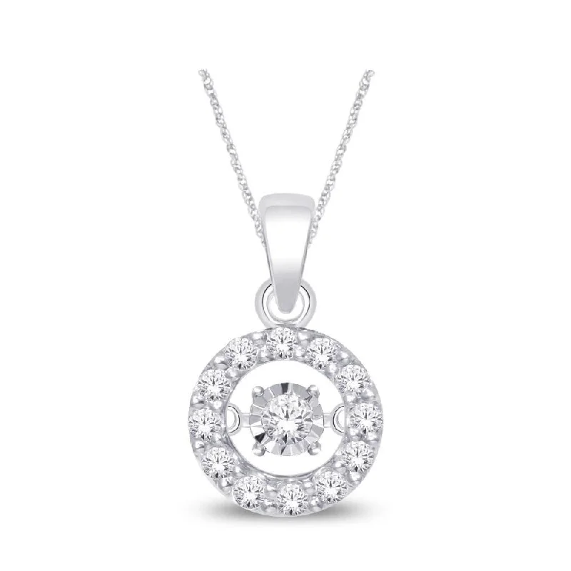 Women’s vintage coin necklace-10K White Gold 1/10 Ct.Tw. Moving Diamond Fashion Pendant