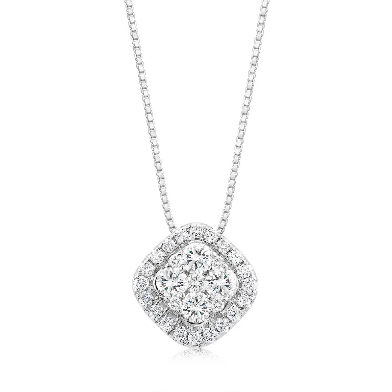 Women’s rose gold necklace-Luminesce Lab Grown 14ct White Gold 3/4 Carat Diamond Pendant With 40+5cm Chain