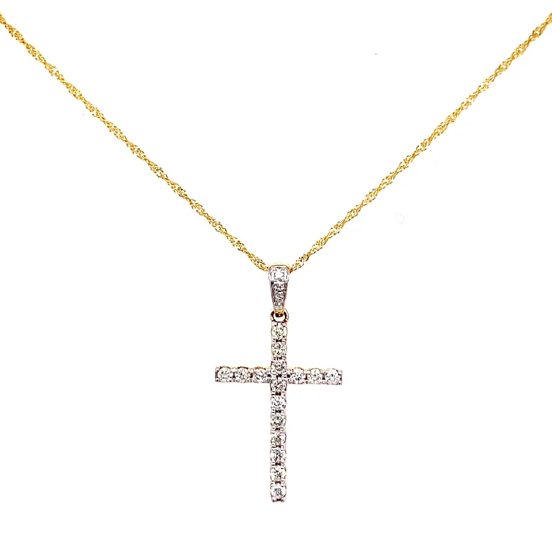 Women’s silver necklace-14K Yellow Gold Diamond Cross Pendant