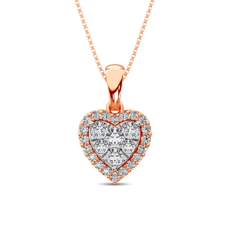 Women’s elegant chain necklace-Diamond Fashion Pendant 1/2 ct tw Round Cut in 14K Rose Gold