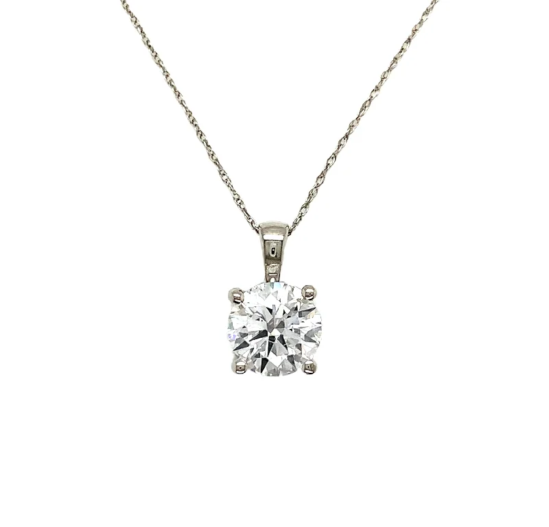 Women’s statement necklace-14K 2.00CT Round Laboratory Grown Diamond Pendant