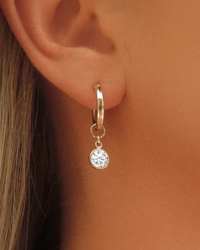 Women’s crystal drop earrings-White CZ Thick Hoop Earrings