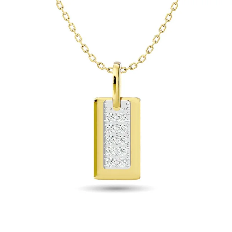 Women’s simple chain necklace-Diamond 1/10 ct tw Tag Pendant in 10K Yellow Gold