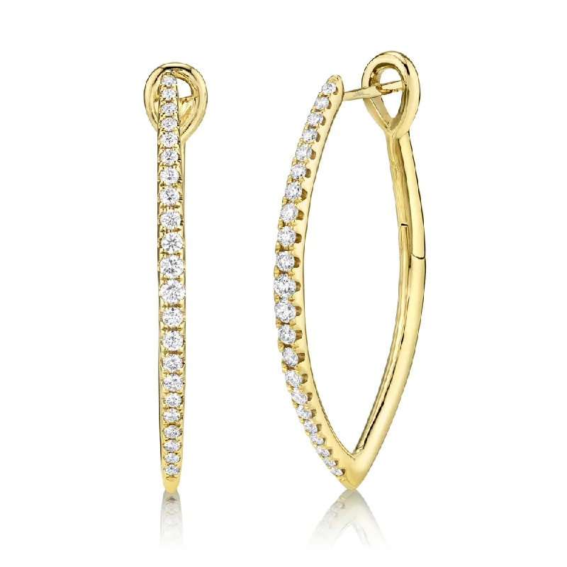 Women’s cubic zirconia earrings-Diamond V Hoops