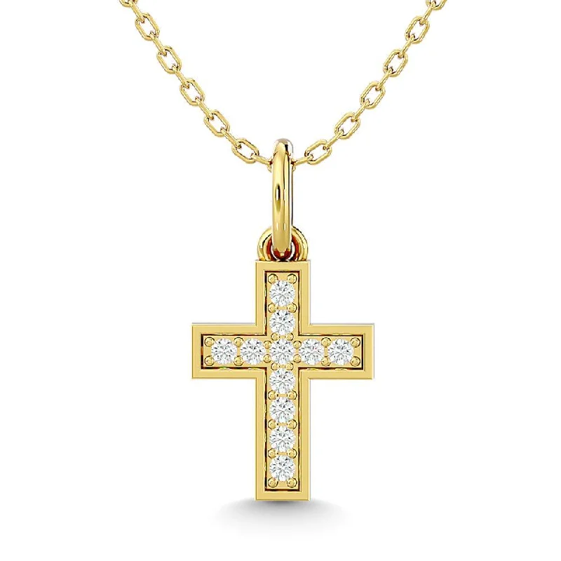 Women’s chunky gold necklace-Diamond 1/10 Ct.Tw. Cross Pendant in 10K Yellow Gold