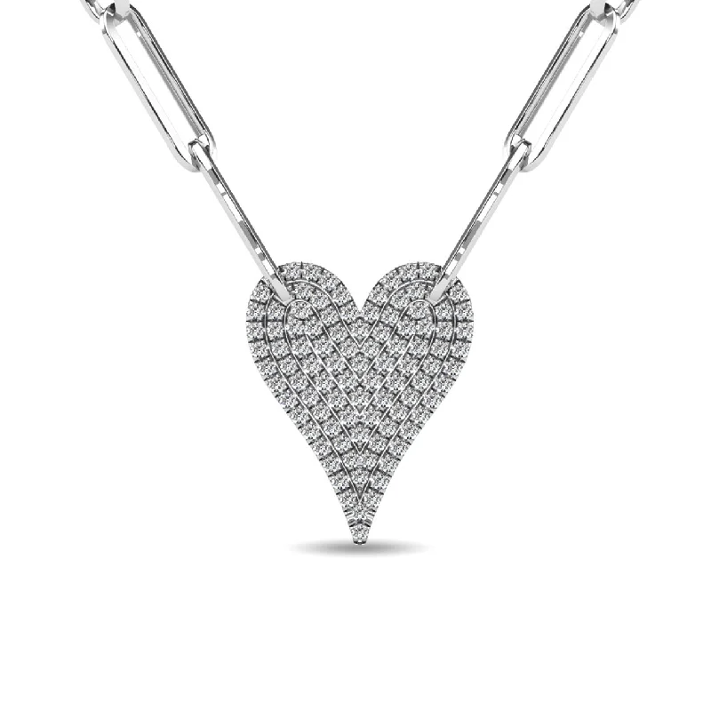 Women’s cubic zirconia necklace-Diamond 1/4 Ct.Tw. Heart Pendant in 10K White Gold