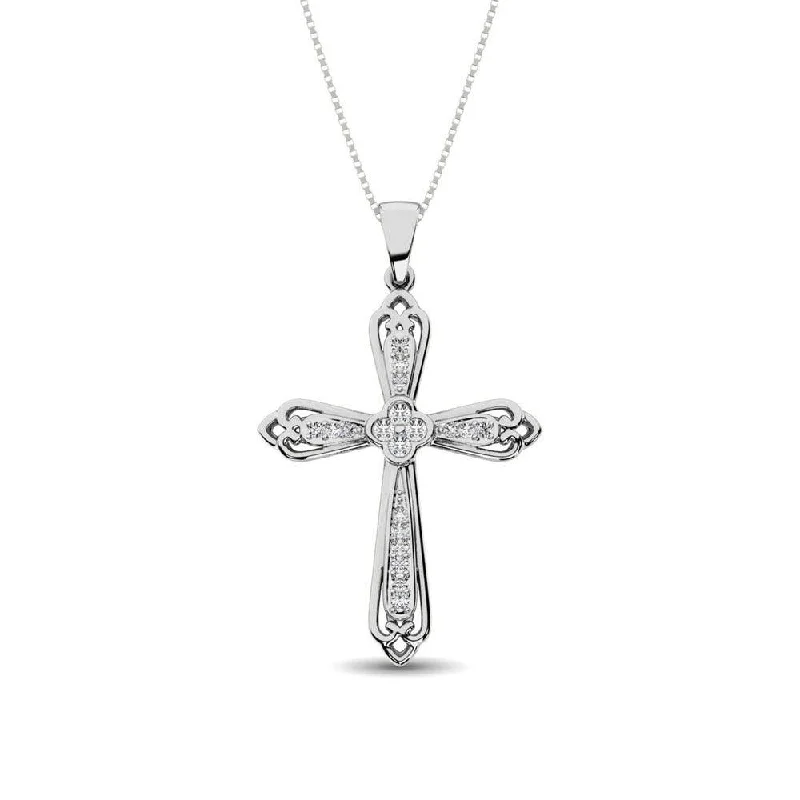 Women’s zodiac necklace-14K White Gold 1/6 Ct.Tw. Diamond Cross Pendant