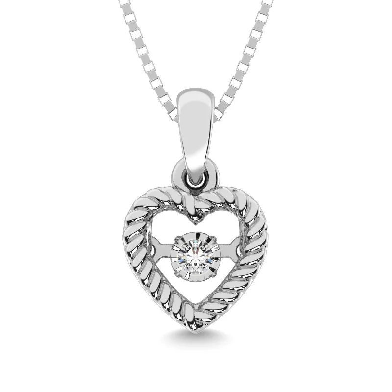 Women’s diamond and gold necklace-Sterling Silver Moving Diamond Accent Heart Pendant