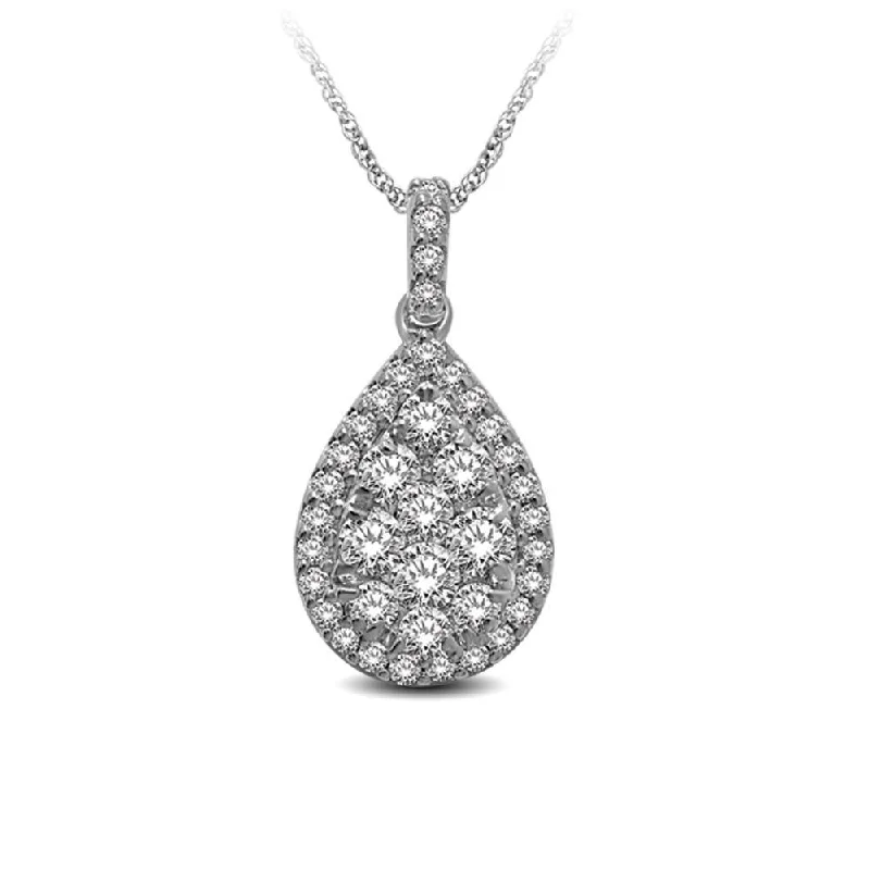 Women’s heart necklace-14K White Gold 1 5/8 Ctw Diamond Fashion Pendant