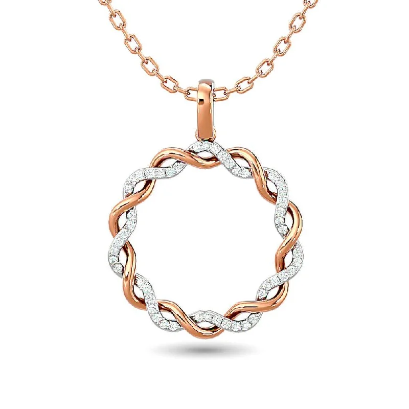 Women’s statement pendant necklace-Diamond Fashion Pendant 1/6 ct tw in 10K Rose Gold