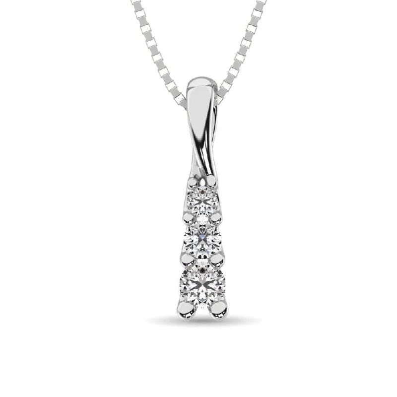 Women’s layered gold necklace-10K White Gold 1/6 Ct.Tw. Diamond Fashion Pendant