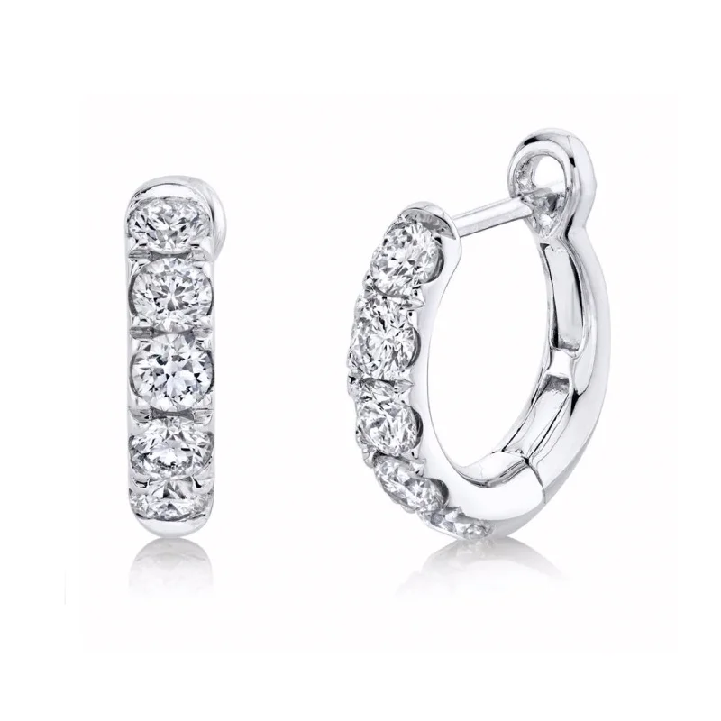 Women’s gemstone stud earrings-Diamond Huggies