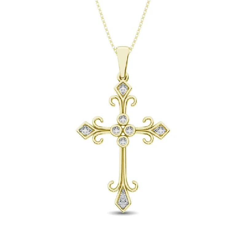 Women’s luxury necklace-Diamond 1/10 Ct.Tw. Cross Pendant in 10K Yellow Gold