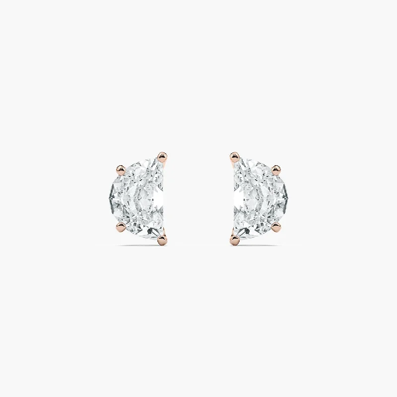 Women’s sterling silver earrings-Half Moon Lab Grown Diamond Stud Earrings