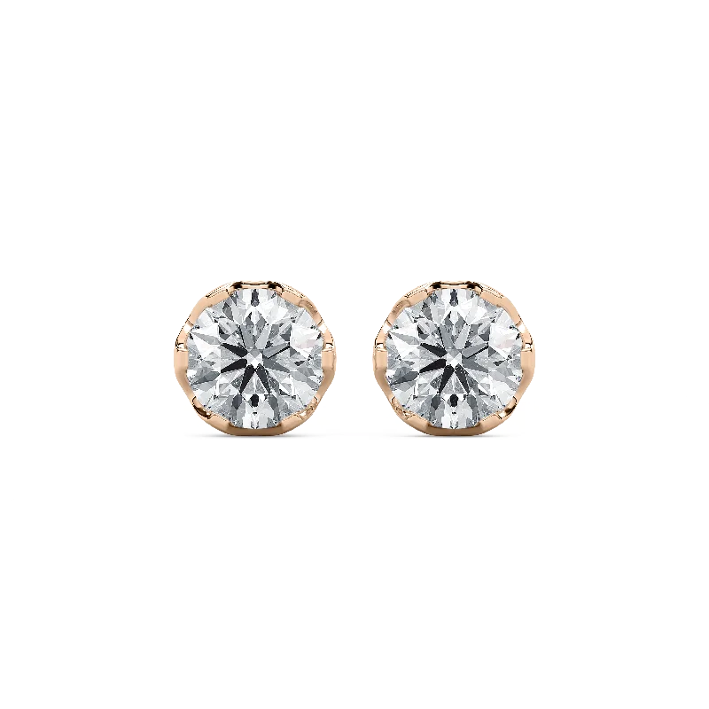 Women’s statement earrings-Round Tulip Stud Setting