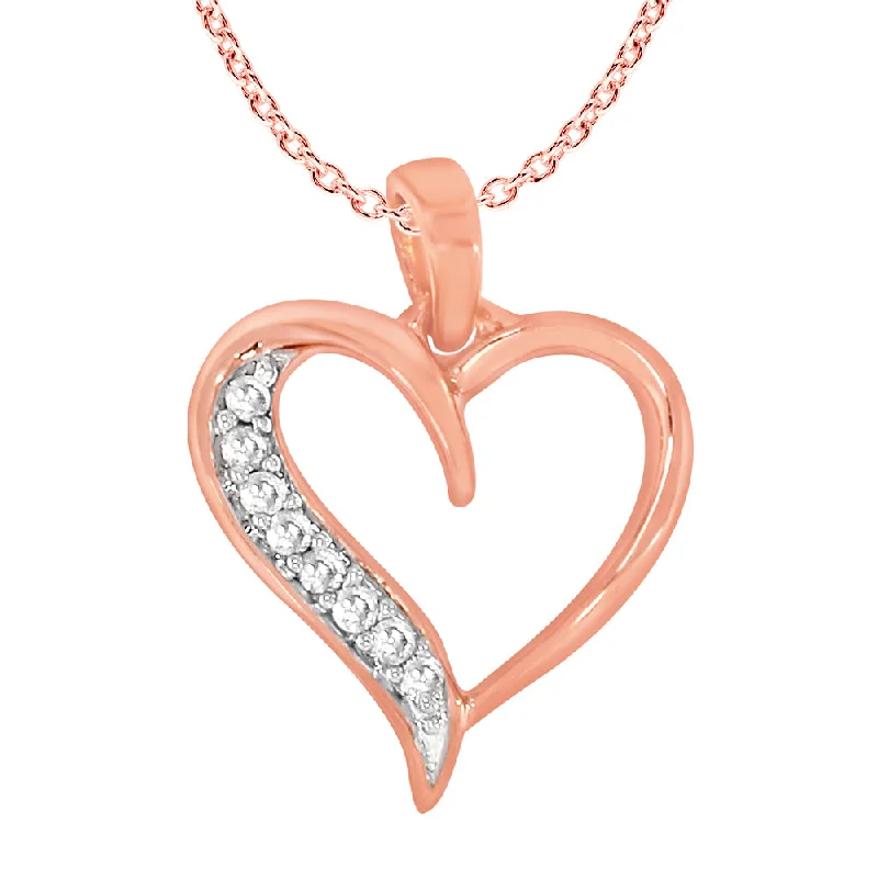 Women’s sparkling necklace-9ct Rose Gold Diamond Pendant With 45cm Chain