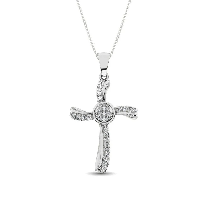 Women’s tropical necklace-14K White Gold 1/5 Ct.Tw. Diamond Cross Pendant