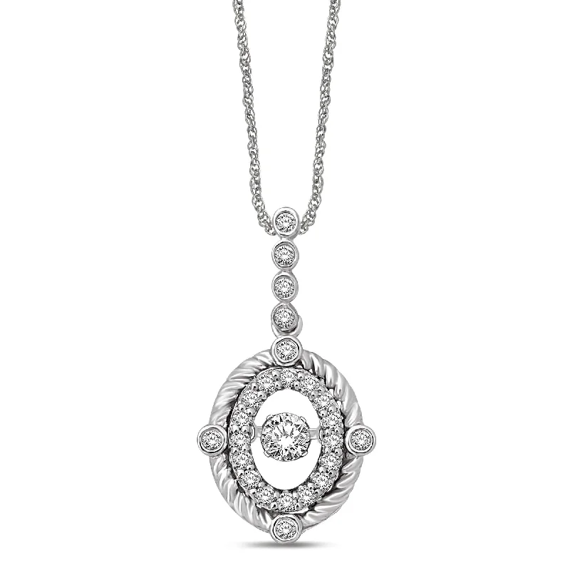 Women’s delicate gold necklace-10K White Gold 2/5 Ctw Diamond Fashion Pendant